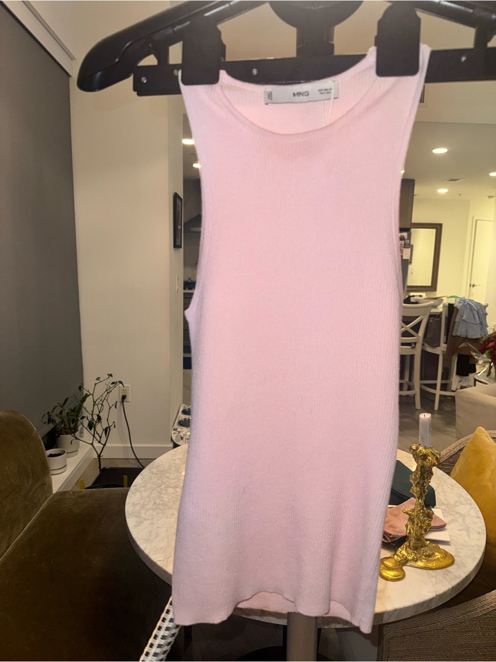 Mango Ribbed Tank Top - Pale Pink - Picture 5 of 8
